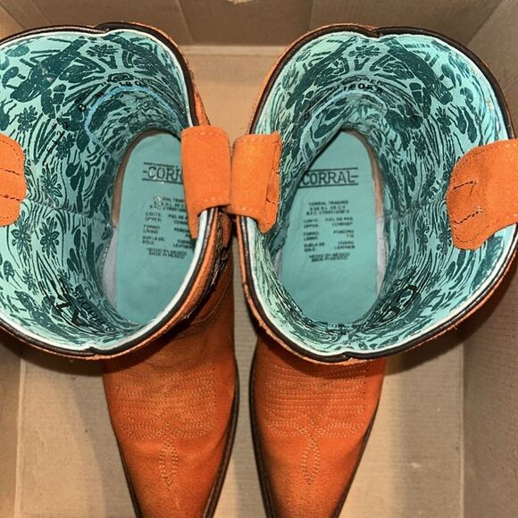 Corral Orange Leather Cowboy Boots(Size 8) - Picture 11 of 13